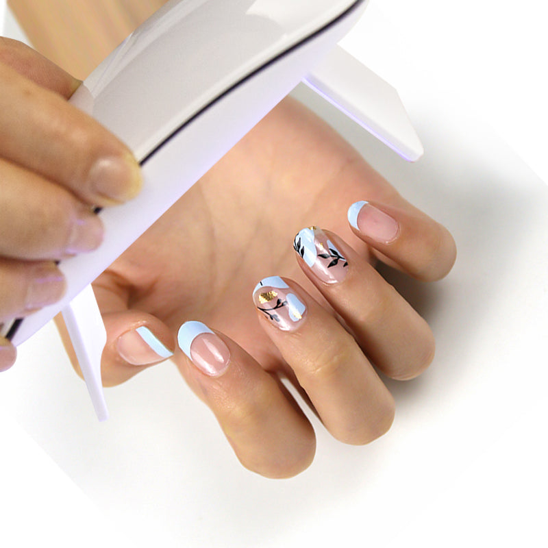 UÑAS EN GEL SEMICURADAS 🪼 Azul floral
