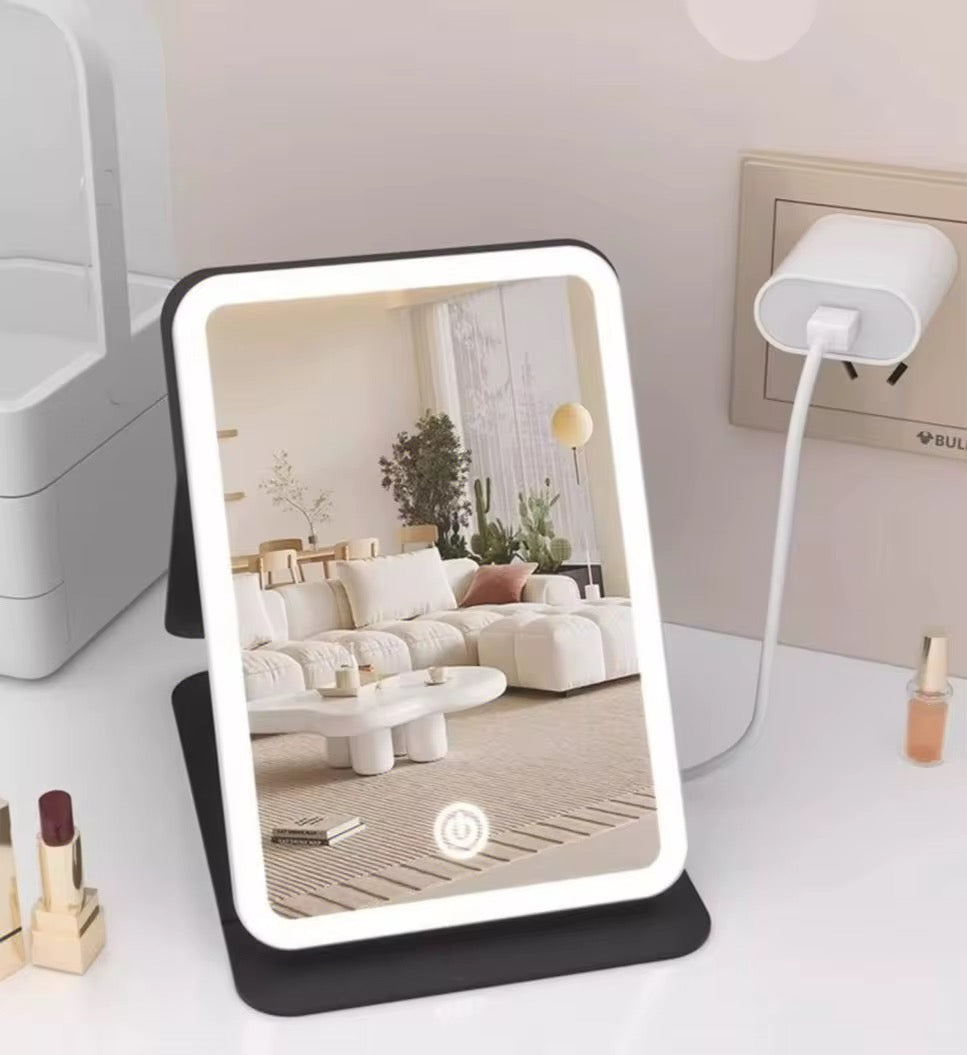 Espejo LED con Luz Táctil – Diseño Plegable y Recargable