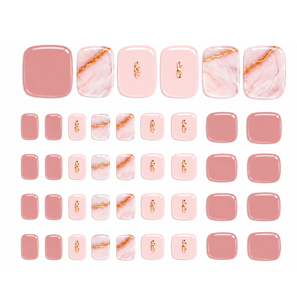 UÑAS EN GEL SEMICURADAS PARA PIES ✨ Rosa mármol